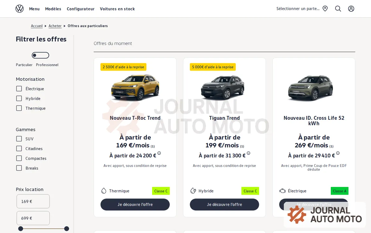 Capture : Offres aux particuliers - Location LLD et Comptant | Volkswagen France